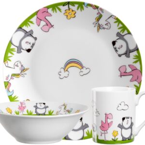 Leonardo Kindergeschirrset Bambini Flamingo/Panda/Einhorn, 3-teilig